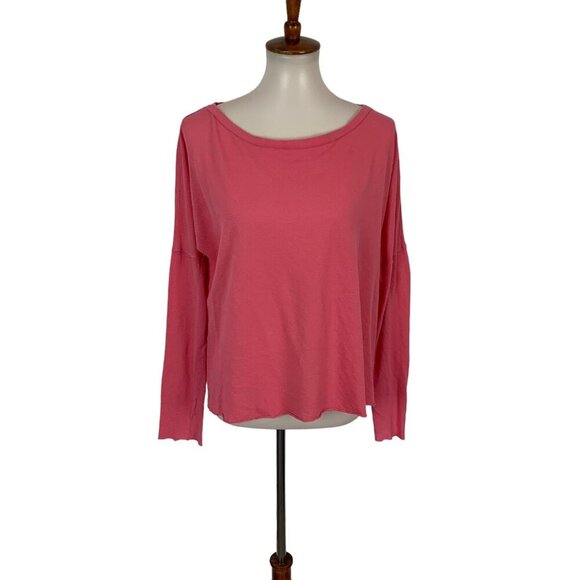 Stateside Pink Lightweight Long Sleeve Boxy Top Medium Casual Minimalist Layer - Picture 1 of 5